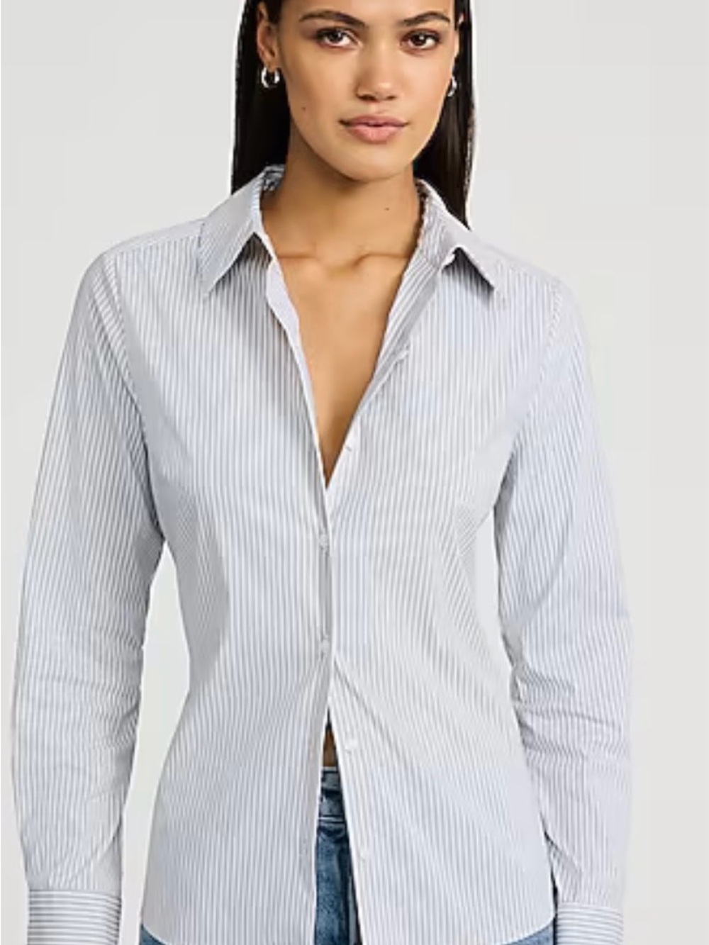 Classic Striped Button-Up Shirt in White and Black